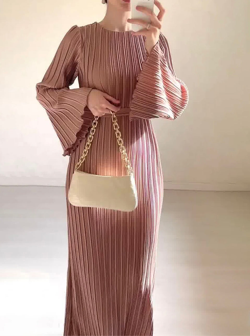 Plissé Maxi Dress