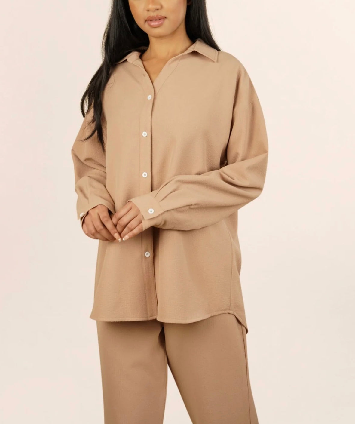Nude button Up Lounge Set